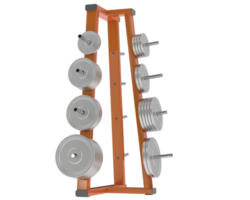 Weights on rack isolated on background. 3d rendering - illustration png