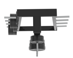 Weights on rack isolated on background. 3d rendering - illustration png