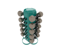 Weight tree with dumbbells isolated on background. 3d rendering - illustration png