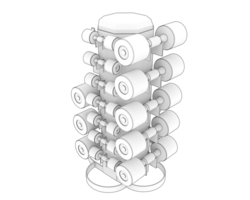 Weight tree with dumbbells isolated on background. 3d rendering - illustration png