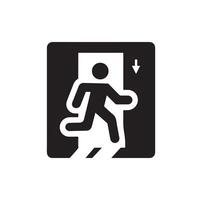 Emergency exit illustration, escape route sign and symbol vector