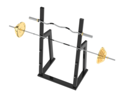 Barbell on rack isolated on background. 3d rendering - illustration png