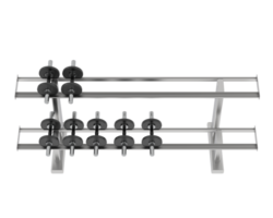 Dumbbells on rack isolated on background. 3d rendering - illustration png