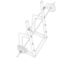 Barbell on rack isolated on background. 3d rendering - illustration png