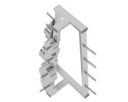 Weights on rack isolated on background. 3d rendering - illustration png
