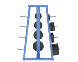 Weights on rack isolated on background. 3d rendering - illustration png