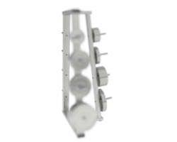 Weights on rack isolated on background. 3d rendering - illustration png