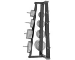 Weights on rack isolated on background. 3d rendering - illustration png