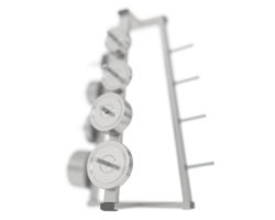 Weights on rack isolated on background. 3d rendering - illustration png