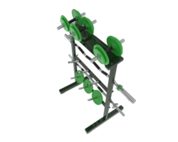Weights on rack isolated on background. 3d rendering - illustration png