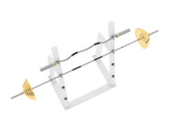 Barbell on rack isolated on background. 3d rendering - illustration png