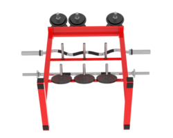 Weights on rack isolated on background. 3d rendering - illustration png