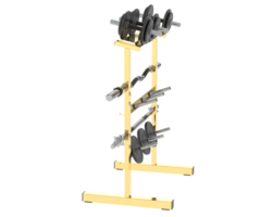 Weights on rack isolated on background. 3d rendering - illustration png