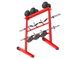 Weights on rack isolated on background. 3d rendering - illustration png
