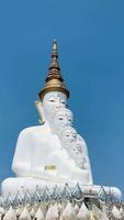 The big white Buddha five statue,Phetchabun is one of the top Thailand famous temples with a huge five white jade buddhas layered statue,Wat Phra That Pha Kaew, Phetchabun,Five white Buddha statue. video