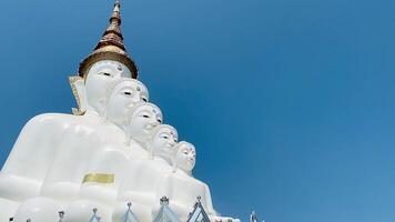The big white Buddha five statue,Phetchabun is one of the top Thailand famous temples with a huge five white jade buddhas layered statue,Wat Phra That Pha Kaew, Phetchabun,Five white Buddha statue. video
