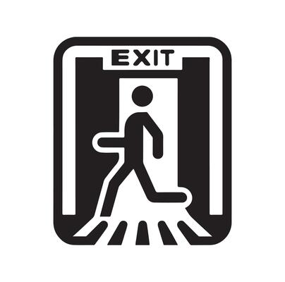 Emergency exit illustration, escape route sign and symbol