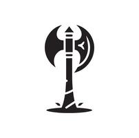fantasy weapon axe illustration. viking tools logo vector