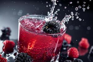 Delicious blackberry juice seamless patterns for design photo