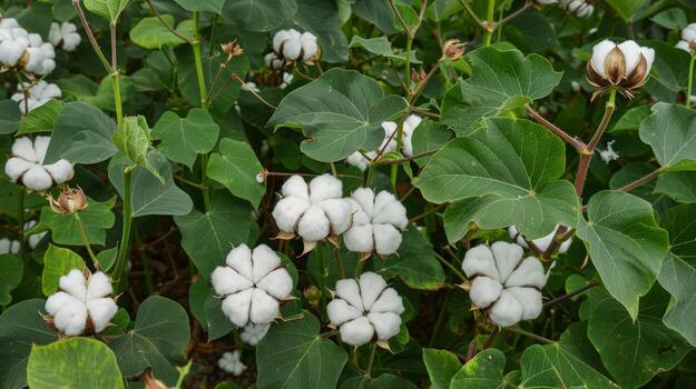 Serene and beautiful ready to harvest cotton fields illustrations for web use photo