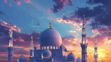 uma lindo muçulmano mesquita, simbolizando Ramadã e eid mubarak. video