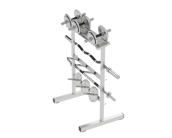 Weights on rack isolated on background. 3d rendering - illustration png
