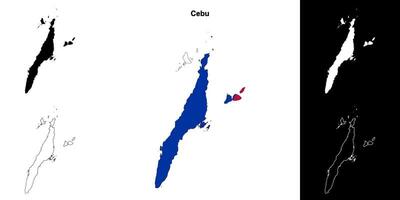 Cebu province outline map set vector