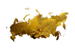 Russia Map Golden metal Color Height map 3d illustration png