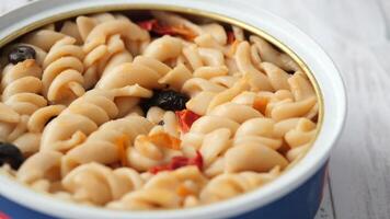 Canned Fusilli Pasta with Vegetables in Tomato Sauce is a convenient, readytoeat meal video