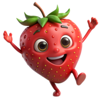 Happy Strawberry Mascot 3d Image png