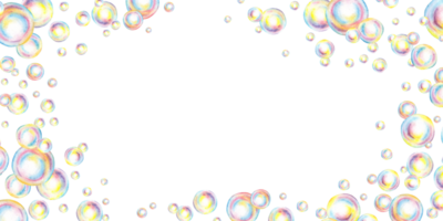 Soap bubbles multicolored rectangular frame watercolor illustration. Symbol of summer fun, swimming, carnival, bubble party. Compositions for posters, cards, banners, flyers, covers. png
