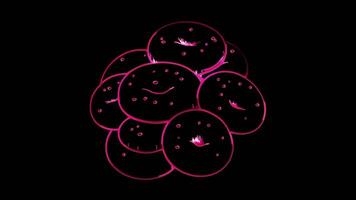 Neon frame effect sel roti, a traditional Nepalese rice doughnut Nepal, glow, black background. video