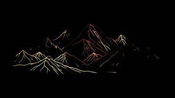 Neon frame effect Himalayan mountain range, Nepal, glow, black background. video