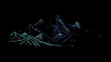 Neon frame effect Himalayan mountain range, Nepal, glow, black background. video