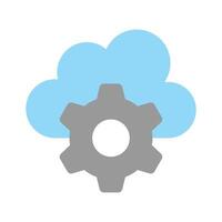 Gear with cloud showing icon of cloud setting, cloud management vector