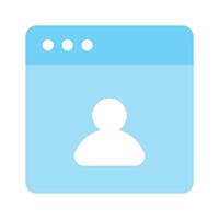 Person inside webpage showing concept icon of web user vector