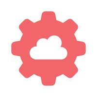 Cloud inside gear showing icon of cloud setting, cloud management vector