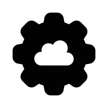 Cloud inside gear showing icon of cloud setting, cloud management vector