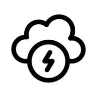 Lightning bolt with cloud, icon of weather thunderstorm in modern style vector