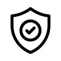 Modern icon of verified security, checkmark inside protection shield vector