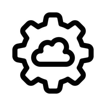 Cloud inside gear showing icon of cloud setting, cloud management vector