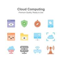 Visually perfect cloud computing icons set, ready for premium use vector