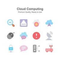 Creatively crafted cloud computing icons in modern style vector