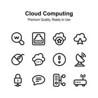 Creatively crafted cloud computing icons in modern style vector