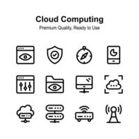 Visually perfect cloud computing icons set, ready for premium use vector