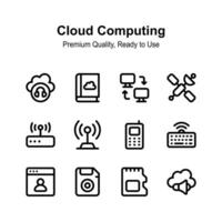 Get your hands on this premium cloud computing icons set vector
