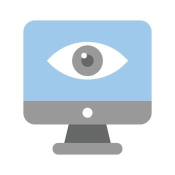 An eye inside the monitor screen showing concept icon of monitoring in trendy style vector