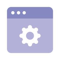 Gear inside webpage, concept icon of website setting, webpage management vector