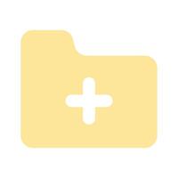 Plus sign on folder denoting icon of add folder in modern style vector