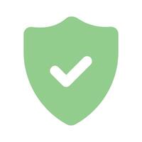 Modern icon of verified security, checkmark inside protection shield vector